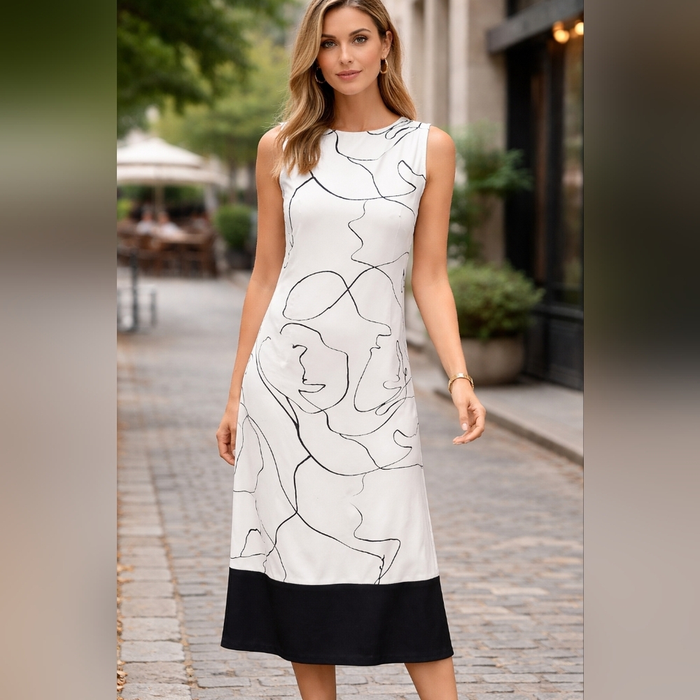 Truth And Style Black and White Midi Dress